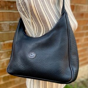 Vintage Dooney & Bourke Navy Leather Hobo Bag.